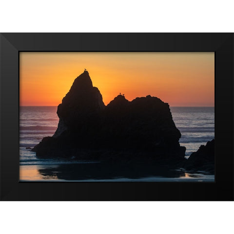 Humbug Point at sunset near Cannon Beach-Oregon-USA Black Modern Wood Framed Art Print by Haney, Chuck