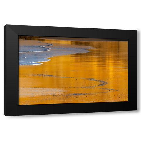 Reflective wet sand at sunrise-Cape Kiwanda in Pacific City-Oregon-USA Black Modern Wood Framed Art Print with Double Matting by Haney, Chuck