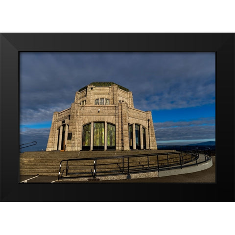 Vista House at Crown Point in Multnomah County-Oregon-USA Black Modern Wood Framed Art Print by Haney, Chuck