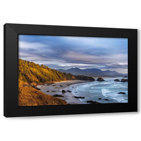 Crescent Beach at Ecola State Park in Cannon Beach-Oregon-USA Black Modern Wood Framed Art Print with Double Matting by Haney, Chuck