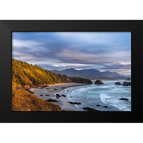 Crescent Beach at Ecola State Park in Cannon Beach-Oregon-USA Black Modern Wood Framed Art Print by Haney, Chuck