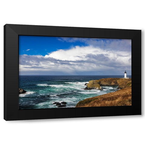 Yaquina Head Lighthouse in Newport-Oregon-USA Black Modern Wood Framed Art Print by Haney, Chuck