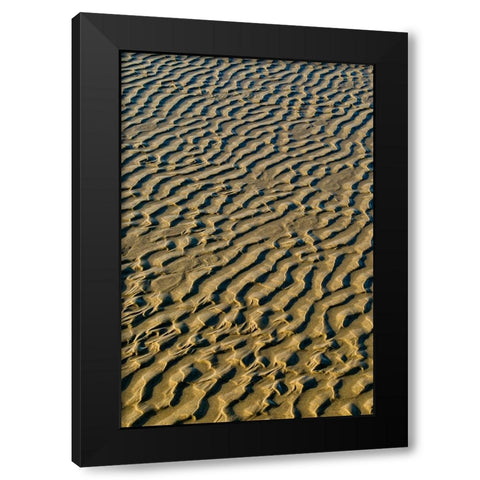 USA- Oregon. Cannon Beach low tide and ripples in the sand. Black Modern Wood Framed Art Print by Gulin, Darrell