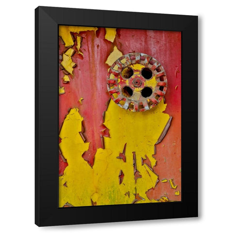 USA- Oregon- Tillamook. Old fire truck with gauges and valves with colorful pealing paint Black Modern Wood Framed Art Print with Double Matting by Gulin, Darrell