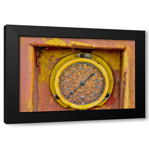 USA- Oregon- Tillamook. Old fire truck with gauges and valves with colorful pealing paint Black Modern Wood Framed Art Print by Gulin, Darrell