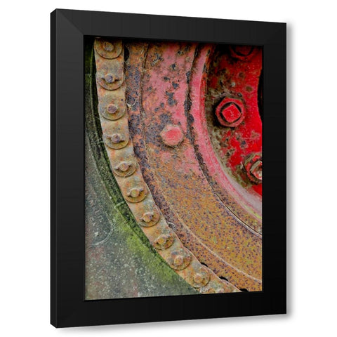 USA- Oregon- Tillamook. Close-up of old and rusted painted truck wheels Black Modern Wood Framed Art Print by Gulin, Darrell