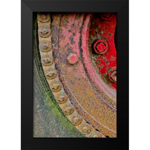 USA- Oregon- Tillamook. Close-up of old and rusted painted truck wheels Black Modern Wood Framed Art Print by Gulin, Darrell
