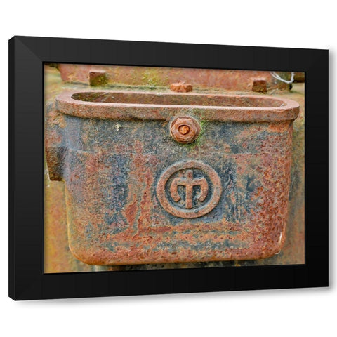USA- Oregon- Tillamook. Close-up of old and rusted truck part Black Modern Wood Framed Art Print with Double Matting by Gulin, Darrell