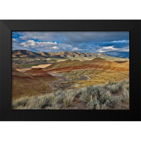 USA- Oregon. John Day Fossil Beds National Monument badlands landscape. Black Modern Wood Framed Art Print by Gulin, Darrell