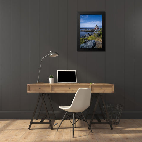 Usa-Oregon-Bandon Coquille River Lighthouse Black Modern Wood Framed Art Print by Looney, Hollice