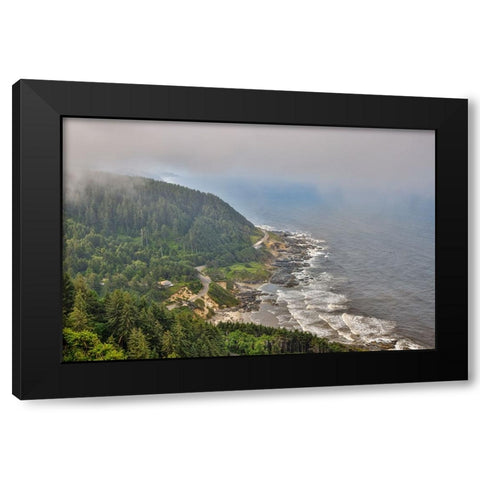 Usa-Oregon-Yachats Cape Perpetua Black Modern Wood Framed Art Print by Looney, Hollice