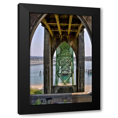 Usa-Oregon-Newport Yaquina Bay Bridge Black Modern Wood Framed Art Print with Double Matting by Looney, Hollice