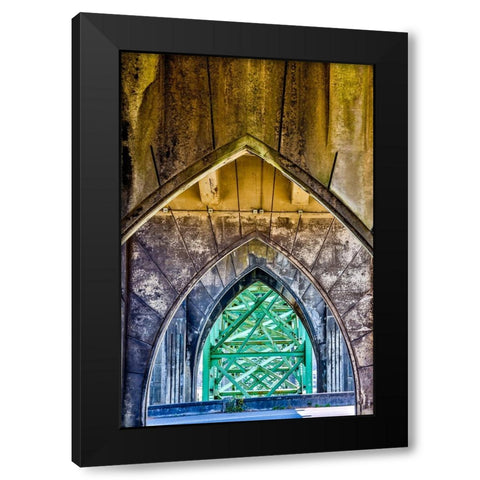 Usa-Oregon-Newport Yaquina Bay Bridge Black Modern Wood Framed Art Print by Looney, Hollice