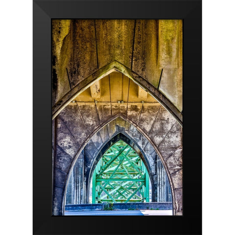 Usa-Oregon-Newport Yaquina Bay Bridge Black Modern Wood Framed Art Print by Looney, Hollice