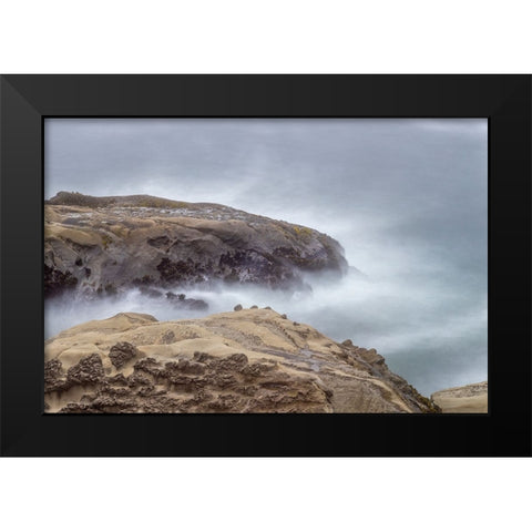 Usa-Oregon-Coos Bay Shore Acres State Park and the Coast Black Modern Wood Framed Art Print by Looney, Hollice