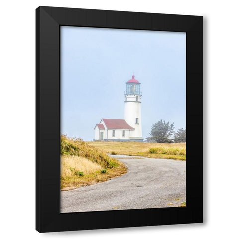 Usa-Oregon-Port Orford Cape Blanco Lighthouse on a Foggy Morning Black Modern Wood Framed Art Print with Double Matting by Looney, Hollice