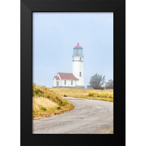 Usa-Oregon-Port Orford Cape Blanco Lighthouse on a Foggy Morning Black Modern Wood Framed Art Print by Looney, Hollice