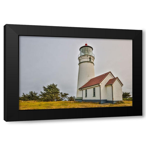 Usa-Oregon-Port Orford Cape Blanco Lighthouse on a Foggy Morning Black Modern Wood Framed Art Print with Double Matting by Looney, Hollice