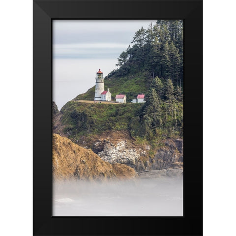 Usa-Oregon-Florence Heceta Head Lighthouse Black Modern Wood Framed Art Print by Looney, Hollice