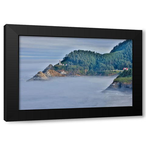 Usa-Oregon-Florence Heceta Head Lighthouse Black Modern Wood Framed Art Print by Looney, Hollice