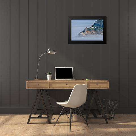 Usa-Oregon-Florence Heceta Head Lighthouse Black Modern Wood Framed Art Print by Looney, Hollice