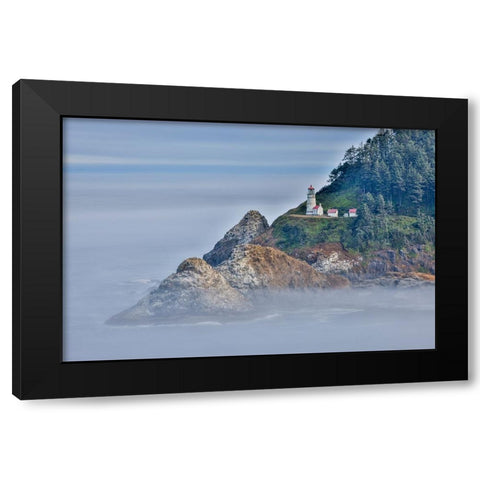 Usa-Oregon-Florence Heceta Head Lighthouse Black Modern Wood Framed Art Print by Looney, Hollice