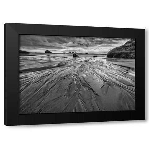 Bandon Beach-Oregon Black Modern Wood Framed Art Print with Double Matting by Ford, John