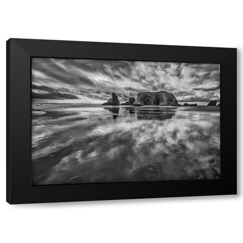 Bandon Beach-Oregon Black Modern Wood Framed Art Print with Double Matting by Ford, John