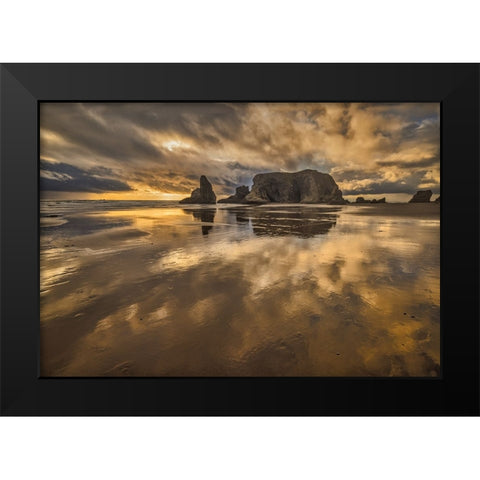Bandon Beach-Oregon Black Modern Wood Framed Art Print by Ford, John