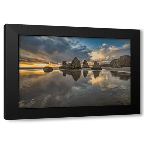 Bandon Beach-Oregon Black Modern Wood Framed Art Print by Ford, John