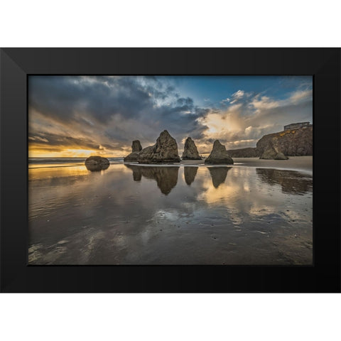Bandon Beach-Oregon Black Modern Wood Framed Art Print by Ford, John
