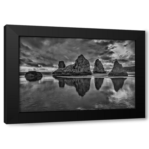 Bandon Beach-Oregon Black Modern Wood Framed Art Print with Double Matting by Ford, John