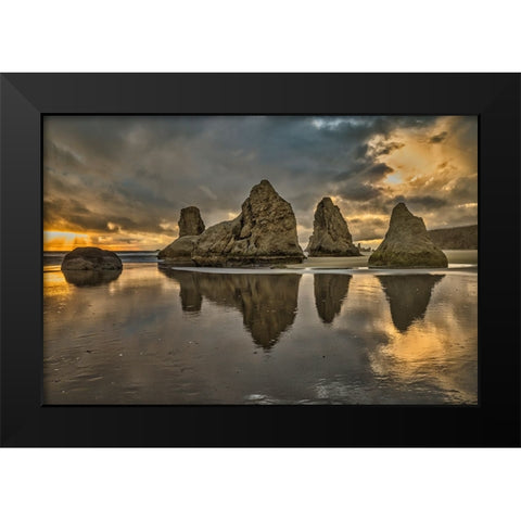 Bandon Beach-Oregon Black Modern Wood Framed Art Print by Ford, John
