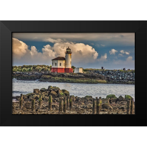 Coquille River Lighthouse-Bandon-Oregon Black Modern Wood Framed Art Print by Ford, John