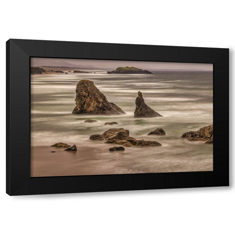 Bandon Beach-Oregon Black Modern Wood Framed Art Print with Double Matting by Ford, John