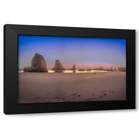 Bandon Beach-Oregon Black Modern Wood Framed Art Print with Double Matting by Ford, John