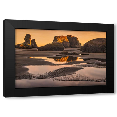 Bandon Beach-Oregon Black Modern Wood Framed Art Print with Double Matting by Ford, John
