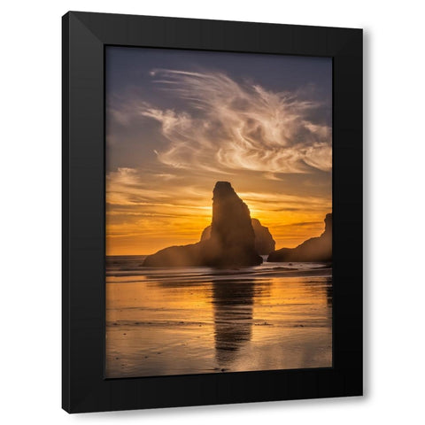 Bandon Beach-Oregon Black Modern Wood Framed Art Print by Ford, John
