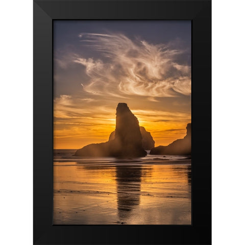 Bandon Beach-Oregon Black Modern Wood Framed Art Print by Ford, John