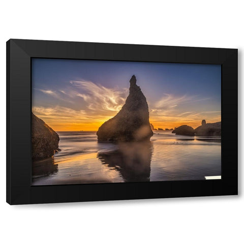Bandon Beach-Oregon Black Modern Wood Framed Art Print by Ford, John