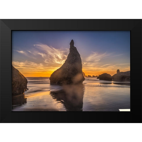 Bandon Beach-Oregon Black Modern Wood Framed Art Print by Ford, John
