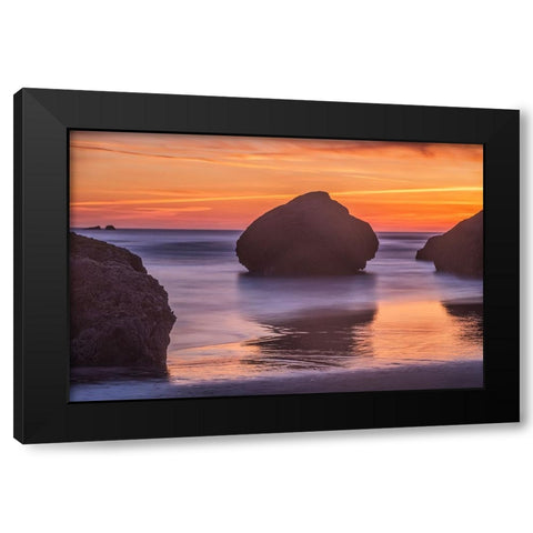 Bandon Beach-Oregon Black Modern Wood Framed Art Print with Double Matting by Ford, John