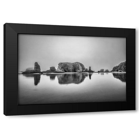 Bandon Beach-Oregon Black Modern Wood Framed Art Print with Double Matting by Ford, John