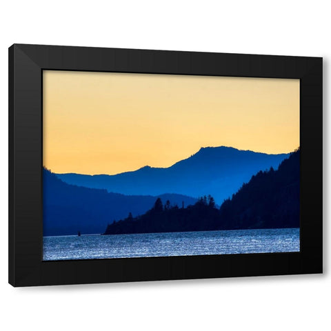 Oregon-Columbia River Gorge National Scenic Area-Columbia River and Gorge Peaks at sunset Black Modern Wood Framed Art Print by Wild, Jamie and Judy