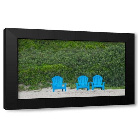 Oregon-chairs on Cannon Beach Black Modern Wood Framed Art Print with Double Matting by Wild, Jamie and Judy