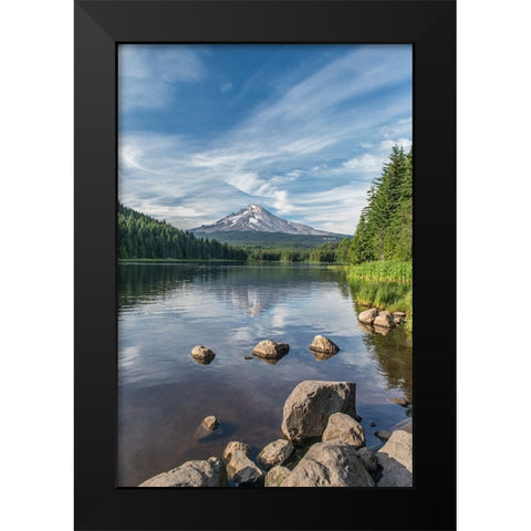 Oregon-Mt Hood National Forest Trillium Lake and Mt Hood Black Modern Wood Framed Art Print by Tilley, Rob