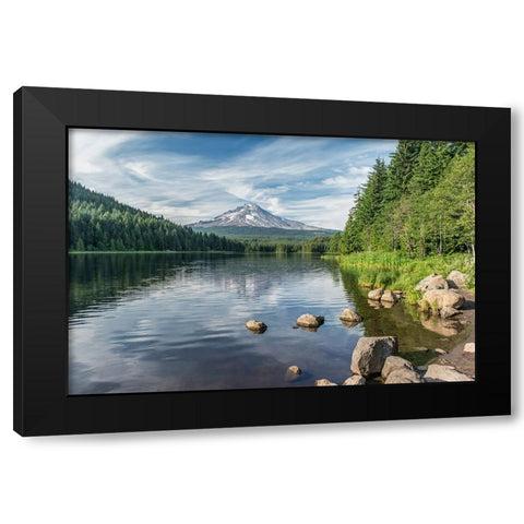 Oregon-Mt Hood National Forest Trillium Lake and Mt Hood Black Modern Wood Framed Art Print by Tilley, Rob