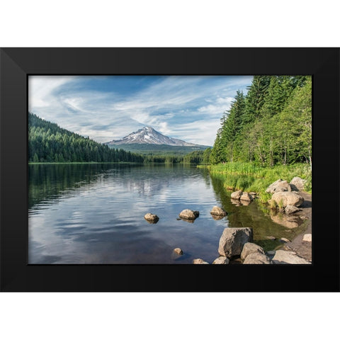 Oregon-Mt Hood National Forest Trillium Lake and Mt Hood Black Modern Wood Framed Art Print by Tilley, Rob