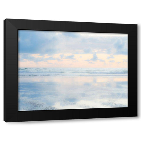 Oregon-Cannon Beach and a dreamy view of the beach at low tide Black Modern Wood Framed Art Print by Gulin, Sylvia