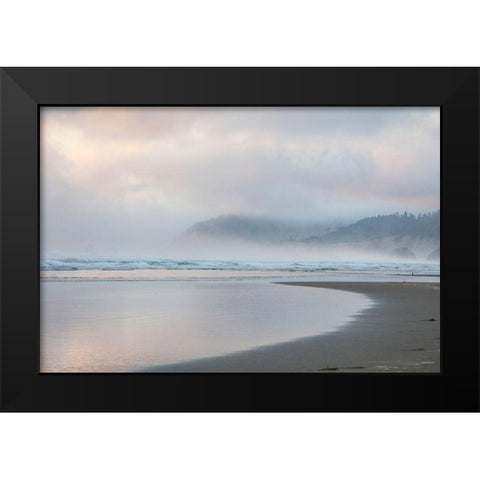 Oregon-Cannon Beach looking to the north along the Pacific Coast line Black Modern Wood Framed Art Print by Gulin, Sylvia